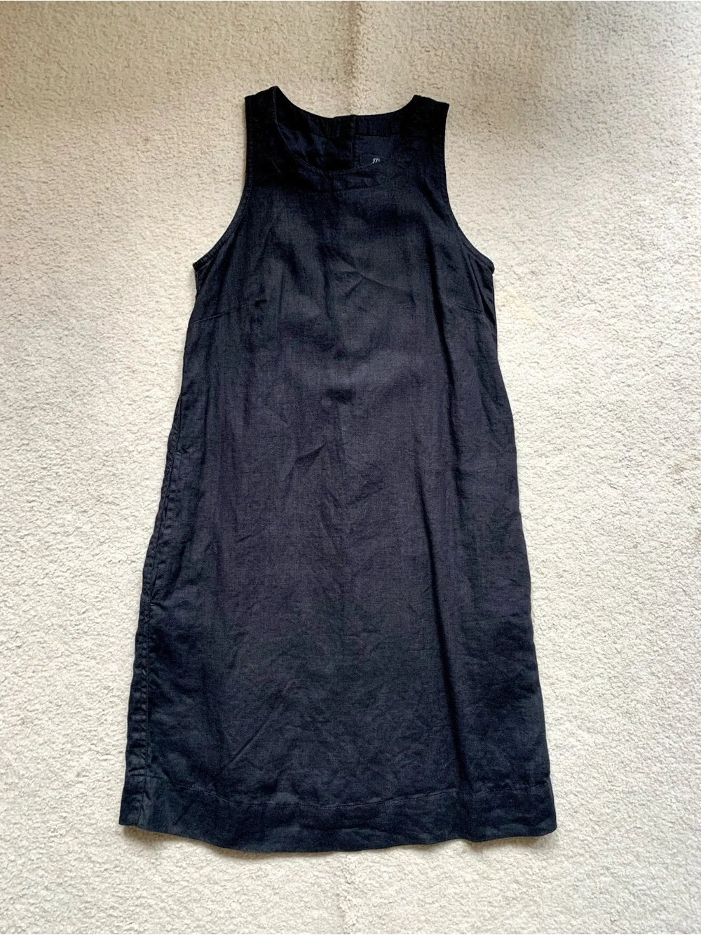 J Crew/ Linen Sleeveless Dress, size XXSP, Black, no sleeve, minimalist